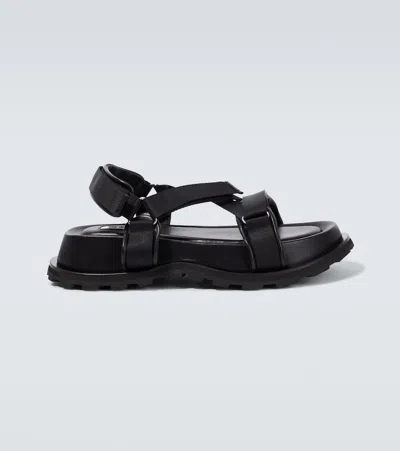 Jil Sander Fabric Sandals In Black