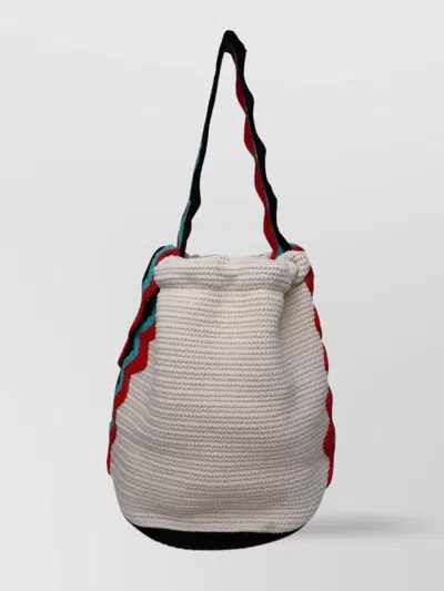 Jil Sander Fabric Shoulder Bag Contrast Trim In Gray