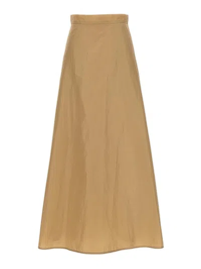 Jil Sander Long Flared Skirt In Beige