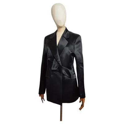 Pre-owned Jil Sander Fall / Winter 2022  Black Satin Tuxedo Bow Jacket Blazer