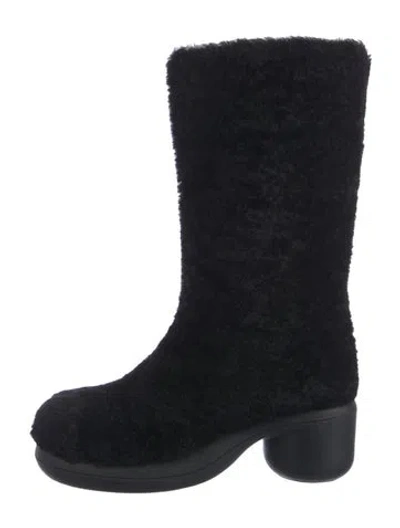 Pre-owned Jil Sander Faux Fur Boots In Black