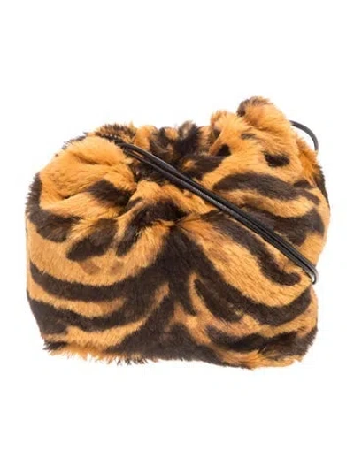Pre-owned Jil Sander Faux Fur Bucket Bag In Brown