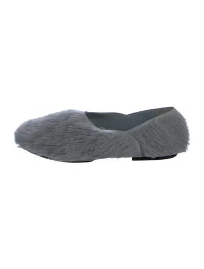 Pre-owned Jil Sander Faux Fur Flats In Gray