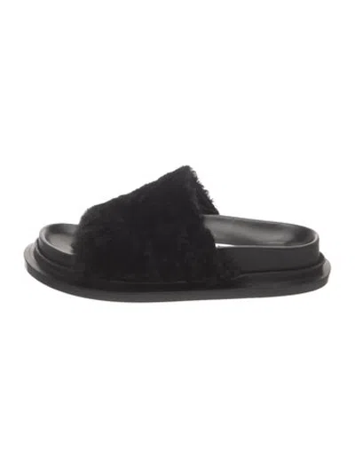 Pre-owned Jil Sander Faux Fur Mules In Black