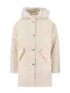 Jil Sander Hooded Longline Jacket With Faux Fur Trim In Multi