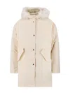 Jil Sander Hooded Longline Jacket With Faux Fur Trim In Multi