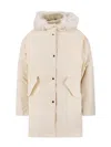 Jil Sander Hooded Longline Jacket With Faux Fur Trim In Multi
