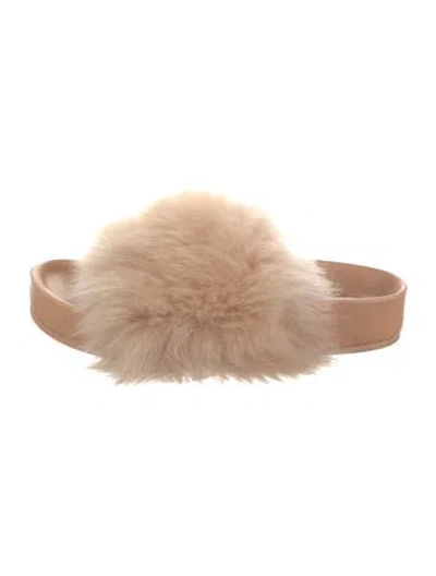 Pre-owned Jil Sander Faux Fur Slides In Neutral