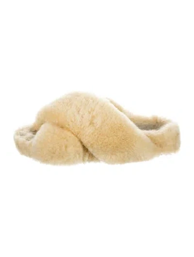 Pre-owned Jil Sander Faux Fur Slides In Neutral