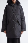 Jil Sander Faux Fur Trim Down Parka In Black