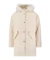 Jil Sander Hooded Longline Jacket With Faux Fur Trim In Neutral
