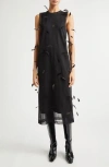 Jil Sander Feather-embellished Layered Knitted-silk Midi Dress In Black