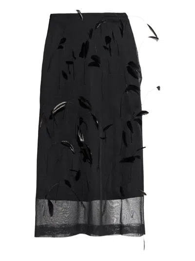 JIL SANDER FEATHER-EMBELLISHED MIDI SKIRT