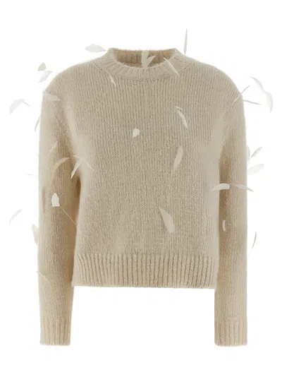 JIL SANDER FEATHER SWEATER SWEATERS AND CARDIGANS WHITE