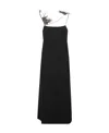 Jil Sander Feather-trim Slip Dress In Black