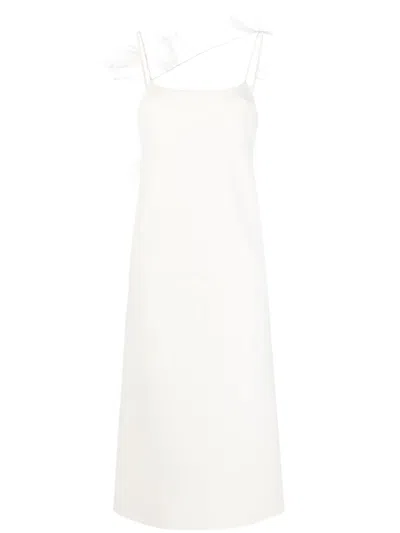 Jil Sander Feather-trim Slip Dress In Neutrals