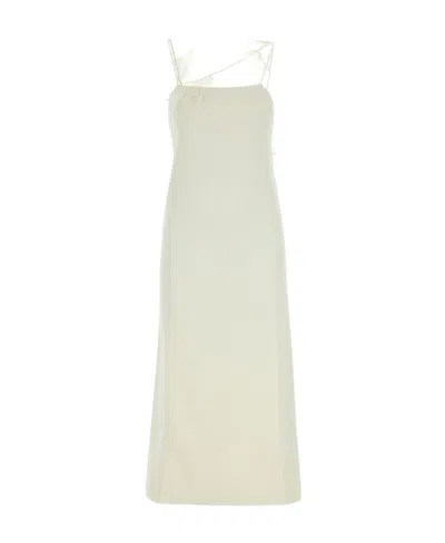 Jil Sander Elegant Viscose Blend Dress In White