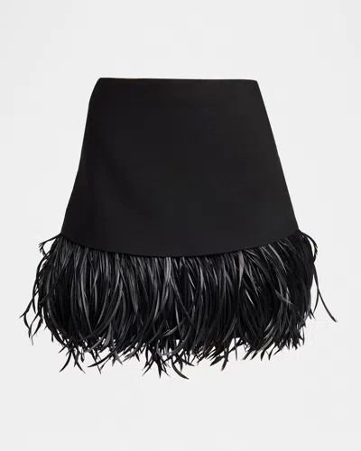 Jil Sander Feather-trimmed Mini Skirt In Black