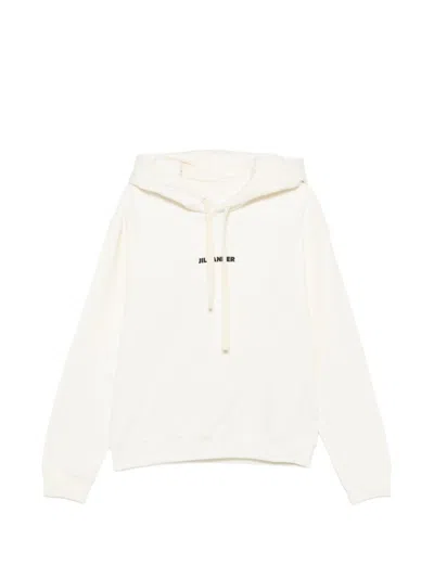 Jil Sander Logo-print Drawstring Hoodie In White