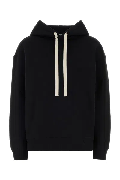 Jil Sander Hooded Sweatshirt Drawstring Hood Ribbed Trims In Blue