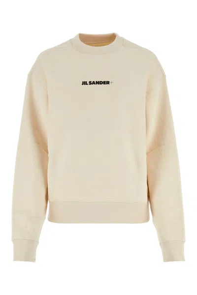 Jil Sander Logo-print Cotton Sweatshirt In Beige