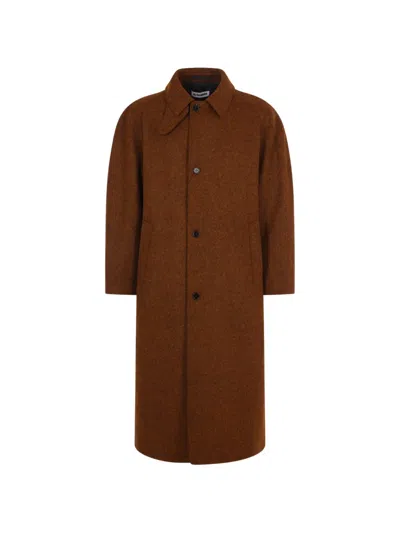 Jil Sander Felt Wool Coat In Brown