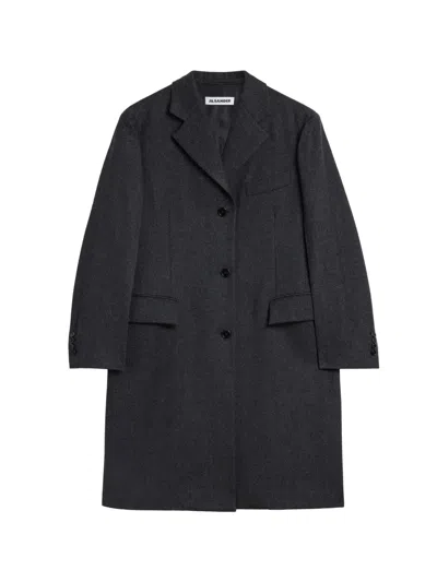 Jil Sander Felt Wool Tailored Coat In Gray