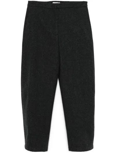 Jil Sander Felted Wool Trousers In Grey