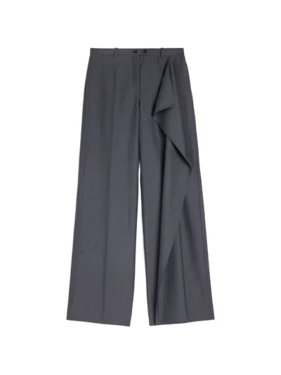 Jil Sander Fil-à-fil Wool Trousers In Blue