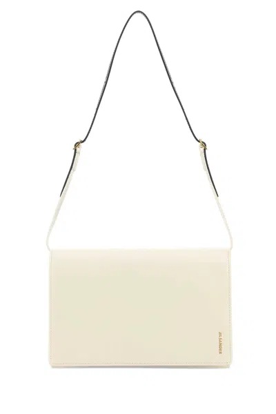 Jil Sander Ivory Leather Small File Shoulder Bag Eggshell Borse A Mano In White