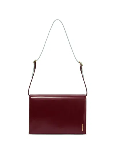 Jil Sander File Small Leather Shoulder Bag In Burgundy