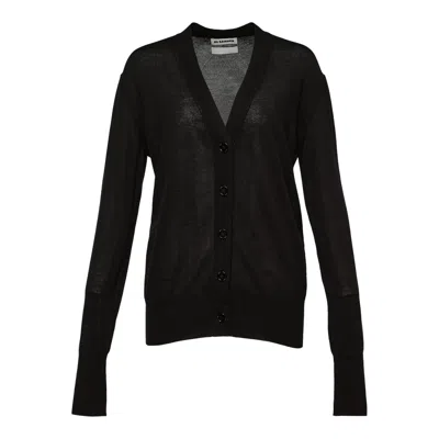 Jil Sander Fine Cashmere V-neck Cardigan In Black