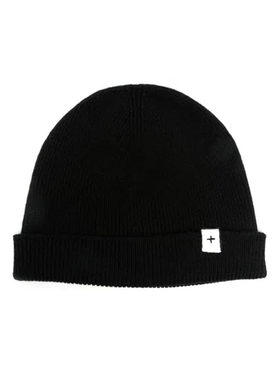 Jil Sander Black Fine Merino Wool Rib Beanie In 001 Black