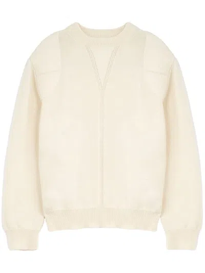 Jil Sander Panelled Virgin Wool-blend Sweater In Beige