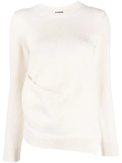 Jil Sander Fine-knit Long-sleeve Jumper In Neutrals