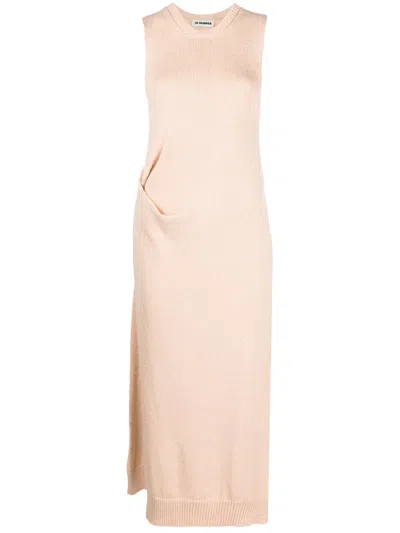 Jil Sander Fine-knit Maxi Dress In Pink
