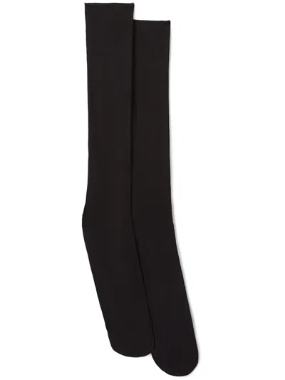 Jil Sander Logo-embroidered Ribbed Socks In Black