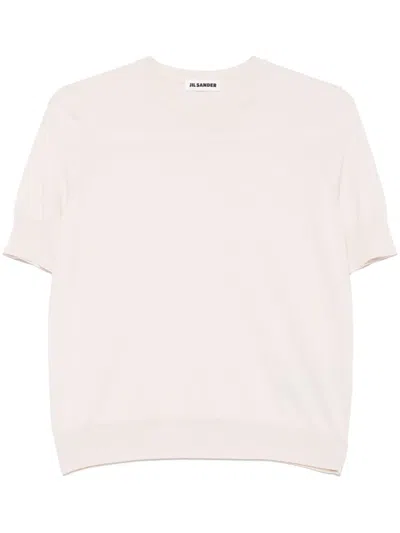 Jil Sander Fein Gestricktes T-shirt In White
