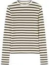 Jil Sander Fine Ribbed Off-white And Black Crew Neck Sweater In Neutral