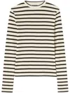 Jil Sander Fine Ribbed Off-white And Black Crew Neck Sweater In Multi