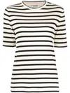 Jil Sander Black And White Knitted Striped T-shirt In Cotton Woman In White