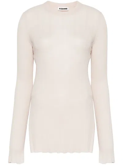Jil Sander Fine-ribbed Top In Neutrals