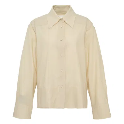 Jil Sander Fine Wool Ripstop Shirt In Neutral