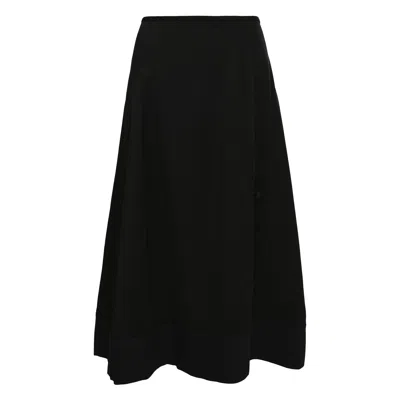 Jil Sander Fine Wool Ripstop Skirt In Black