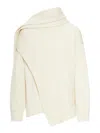 Jil Sander Fine Wool Sweater With Wrap Scarf Details In Neutral