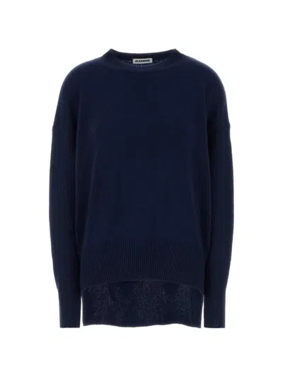 Jil Sander Fine-knit Long-sleeve Top In Blue