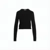 Jil Sander Fitted Black Wool Sweater With Crew Neckline In Black