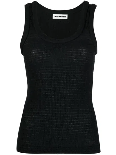 Jil Sander Fitted Blouse With Scoop Neckline In Black