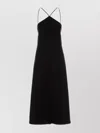 Jil Sander Fitted Bodice Silk Blend Dress In Black