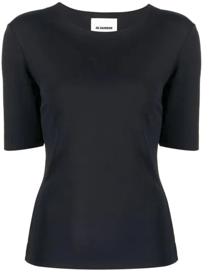 Jil Sander Fitted Casual Blouse With Short Sleeves In Black